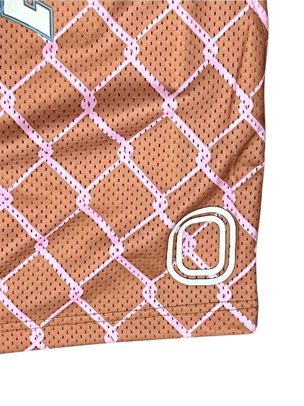 Overtime Basketball Shorts SZ L Brown Pink Diamond Elastic Drawstring Lined NEW